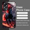 Creative Flame Black Horse Pattern Tempered Glass Phone Case for OPPO Realme 14 13 Pro Plus 12 11 10 Neo 3 X7 PRO C75 C55 Cover