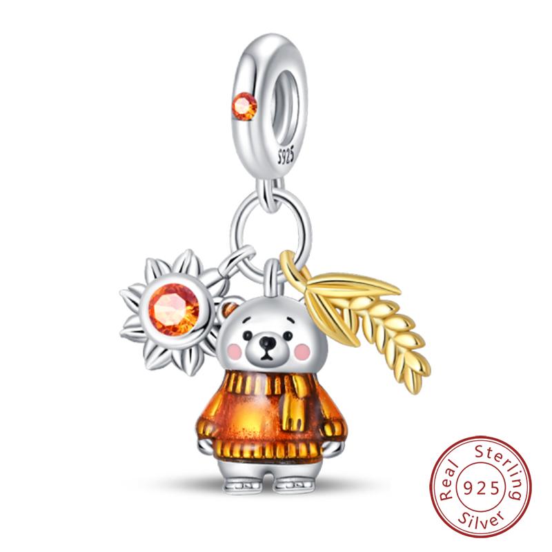 100% Copper Autumn Harvest Series Brown Music Squirrel Scarecrow Pumpkin Maple Leaves Charms Beads Diy Jewelry Gift