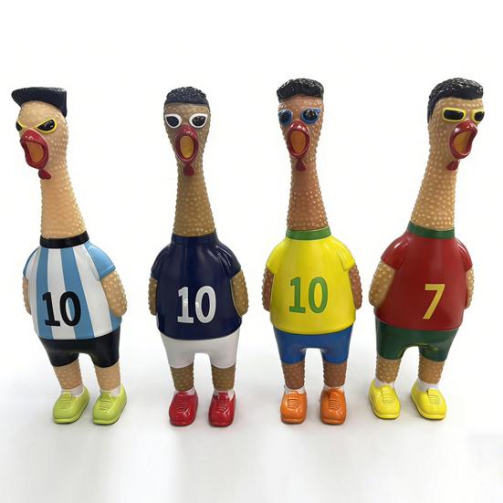 1/2Pcs Football Theme Screaming Chicken Toy, Stress Relief Cartoon Football Star Chick Squeeze Toy, Game Day Cheer Gift for Soccer Fans