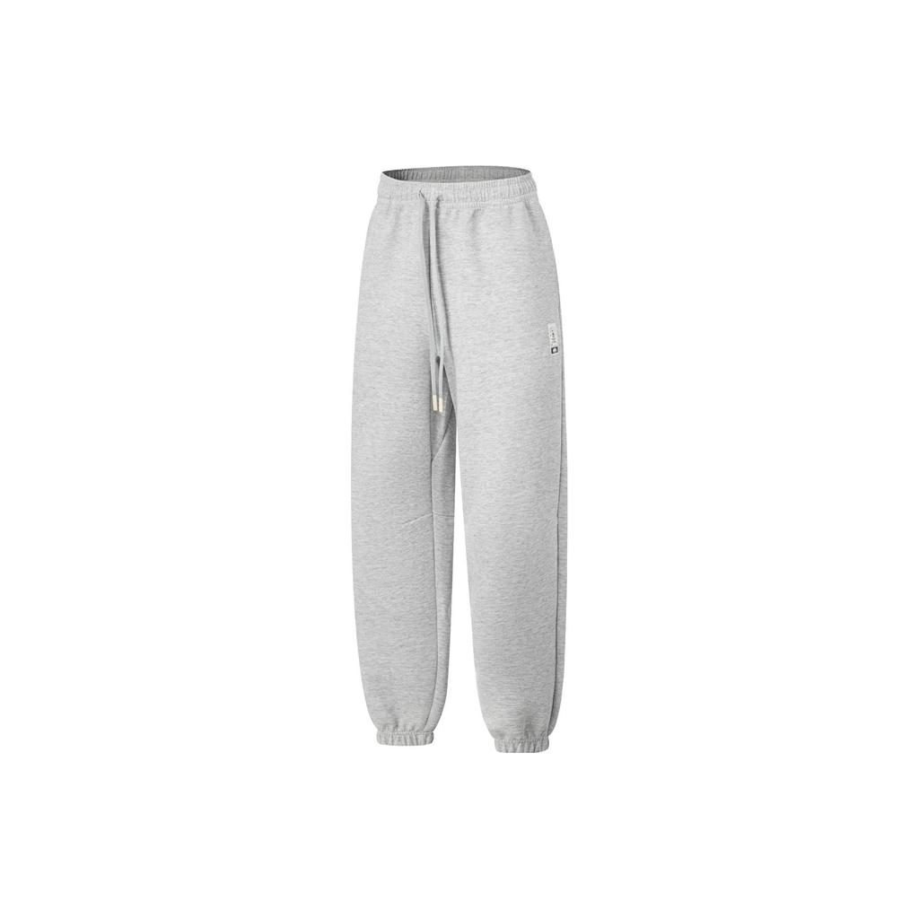 Li Ning Badfive Solid Color Mid Waist Tapered Knit Sports Pants Men Bottoms Flower-Gray AKLT847-2