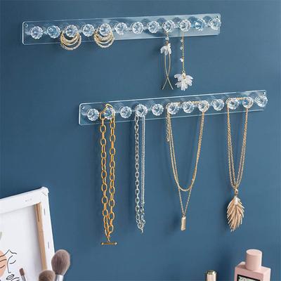 Transparent Acrylic Jewerly Storage Rack Earring Necklace Hanger Holder Wall Mounted Jewerly Display Stand Organizer For Women