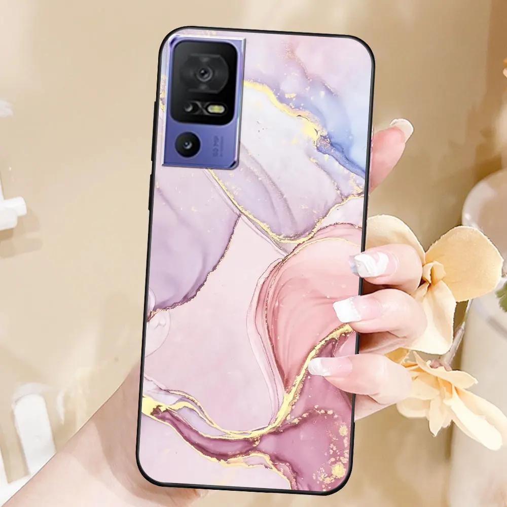 Case For TCL 40 SE Coque TPU Soft Silicone Fashion Phone Funda For TCL 40 SE Back Cover Floral Case Luxury Capa Marble Bumper