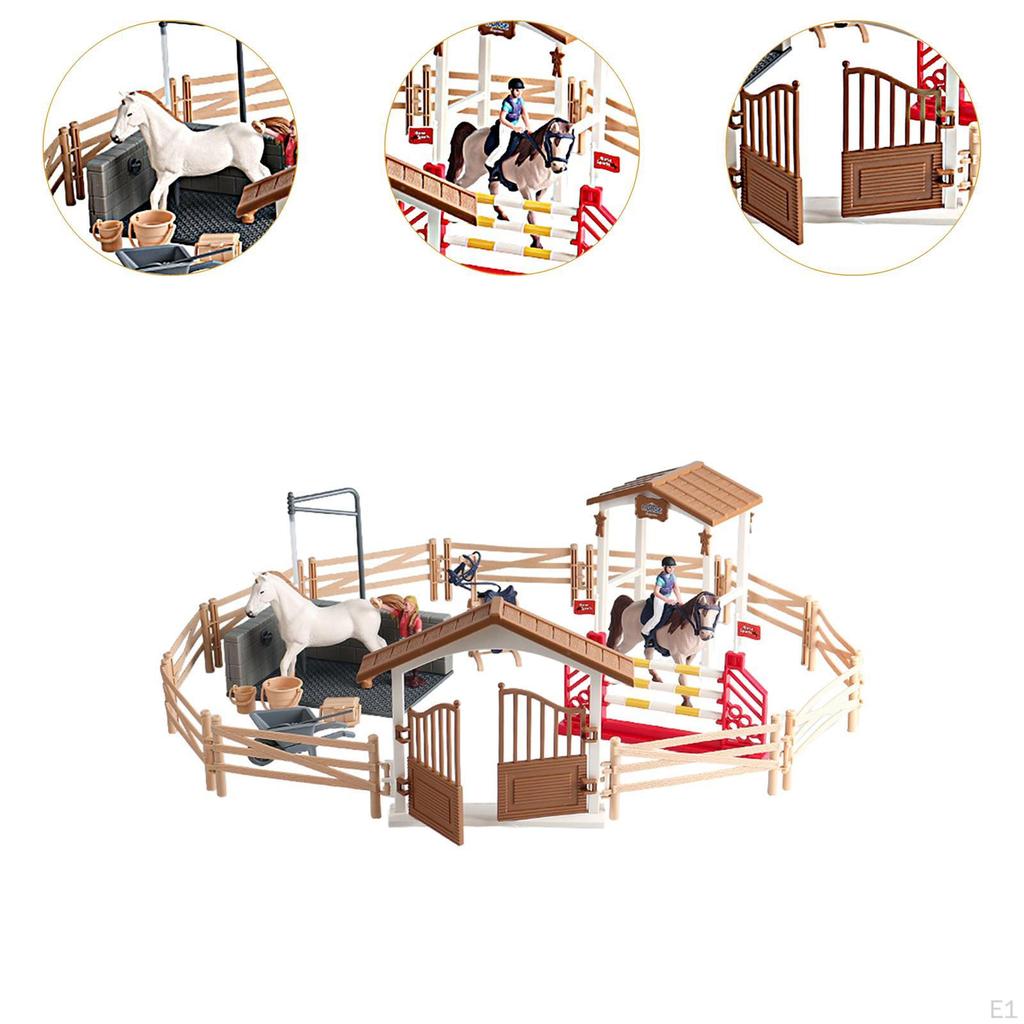 Pferd Reiter Spielset Spielzeug Rollenspiel Bauernhoftier Spielzeug Set Stall mit Pferden