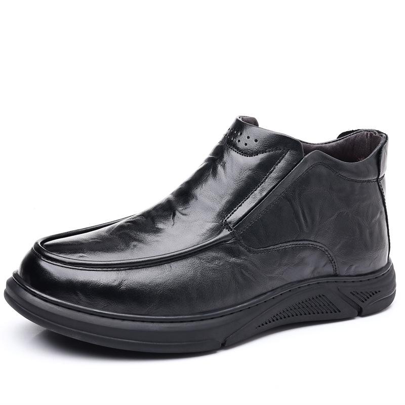 

Модные зимние мужские ботинки из натуральной кожи мужские теплые меховые зимние ботинки кроссовки роскошные уличные кожаные брендовые мужские мотоциклетные ботинки 10 чёрный