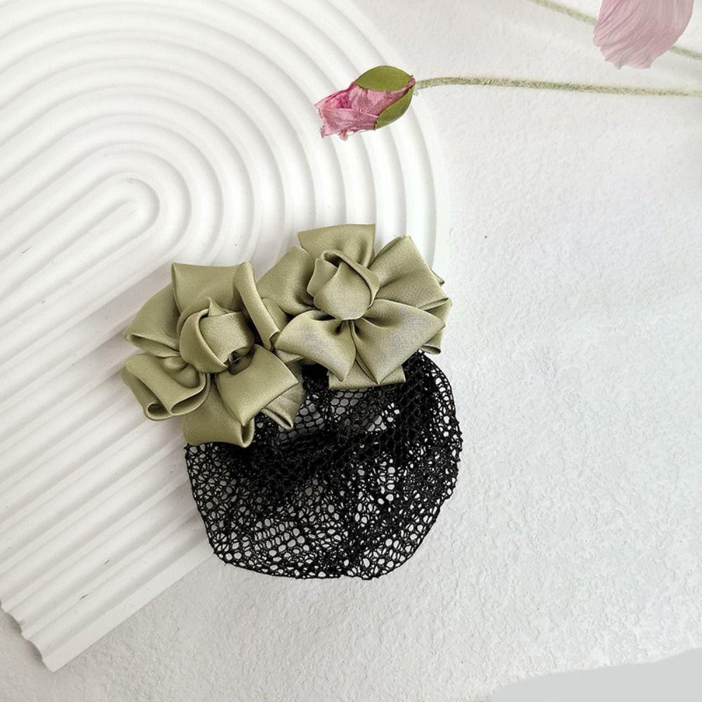Exquisite Flower Hair Bun Sweet Hairgrips Cover Net Vintage Korean Bun Snood  Flight Attendant