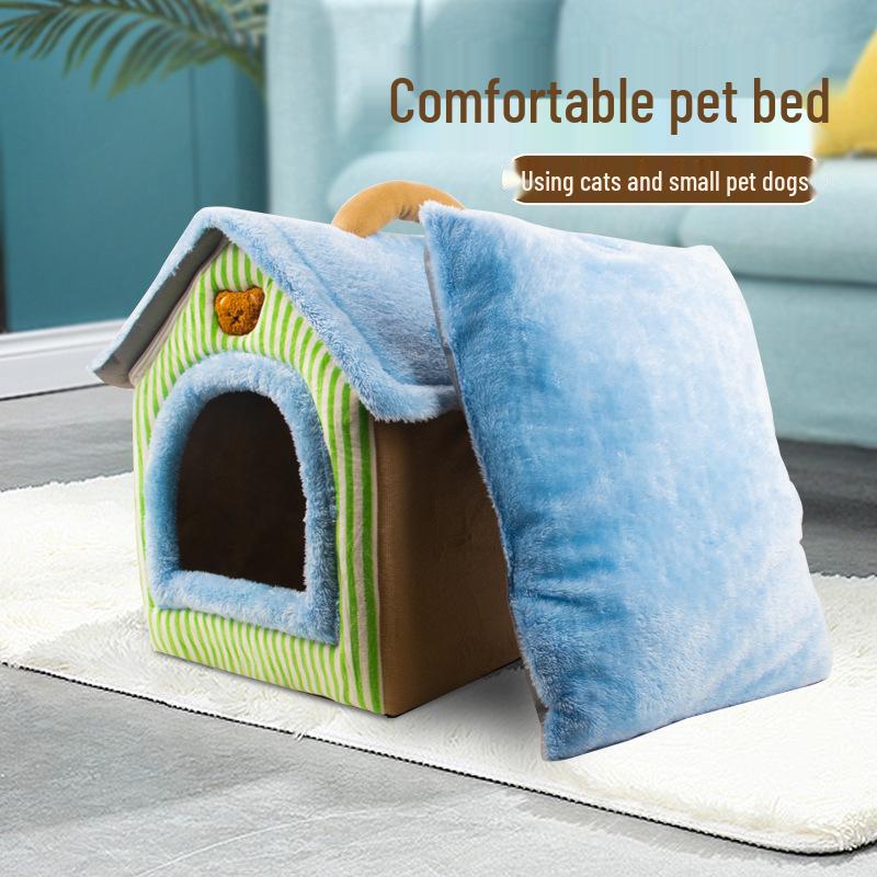 Four Seasons Warm Pet House: Removable & Washable Bed for Cats and Small Dogs