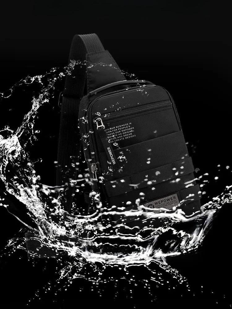 Large Capacity Men Waterproof Nylon Chest Bag Outdoor Travel Shoulder Bag High Quality Casual Crossbody Sling Backpack