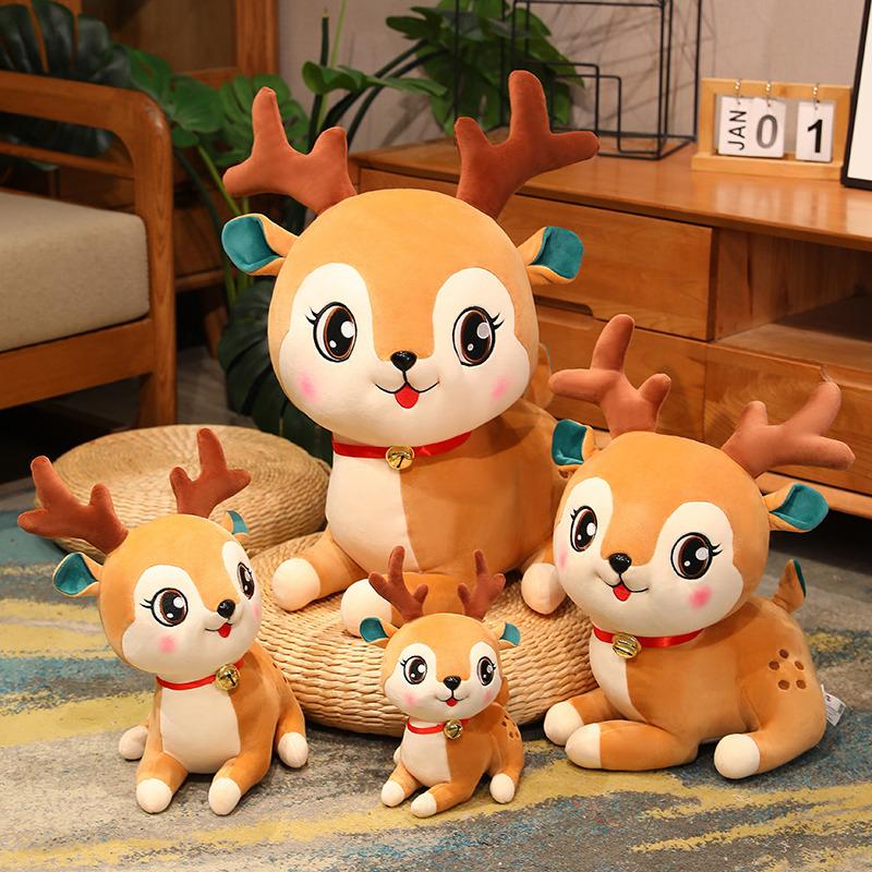 Cartoon Christmas Elk Doll Plush Toy Sika Deer Doll Children'S Soothing Pillow Ragdoll