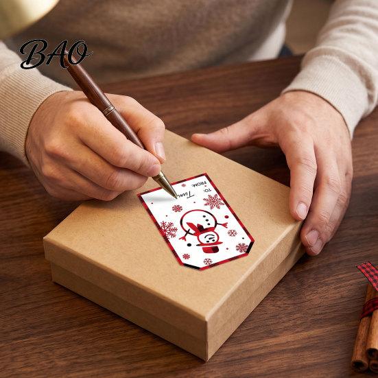 DIY Scrapbook Embellishments Christmas Thank You Stickers, Red And Black Plaid Print Decorative Labels, Handwritten Blessings Tags Festive Supplies