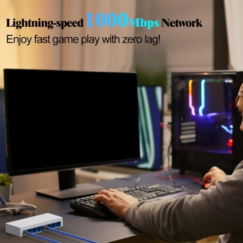 8 Port Ethernet Switcher 10/100/1000Mbps Gigabit Networking Switcher Adapter Internet Splitter Ethernet Intelligent Switcher