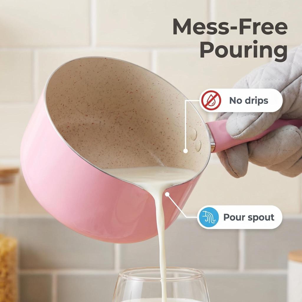 Custom Aluminum Saucepan Non-stick Coating Marble Induction Base Fry Pan Milk Pots Pans Cooking Pot Kitchen Cookware