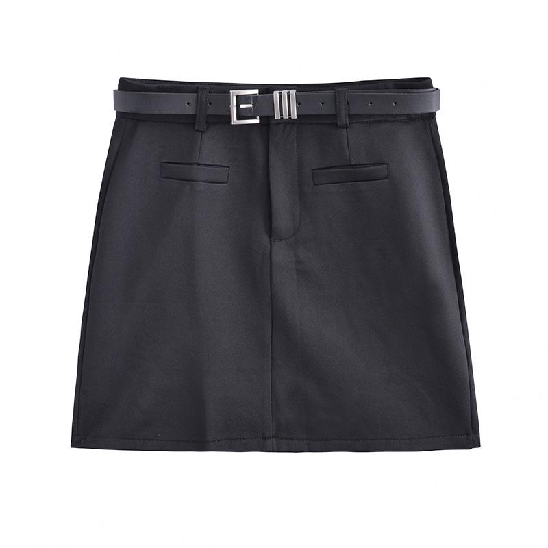 2024 New Fashion Women's Gray A-Line High Waist Summer Skirt