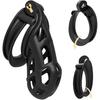 Male Cock Cage Chastity Device Tease Resin Chastity Locked Cage with 4 Different Size Rings for Male Penis Exercise Sex Factory (Black)