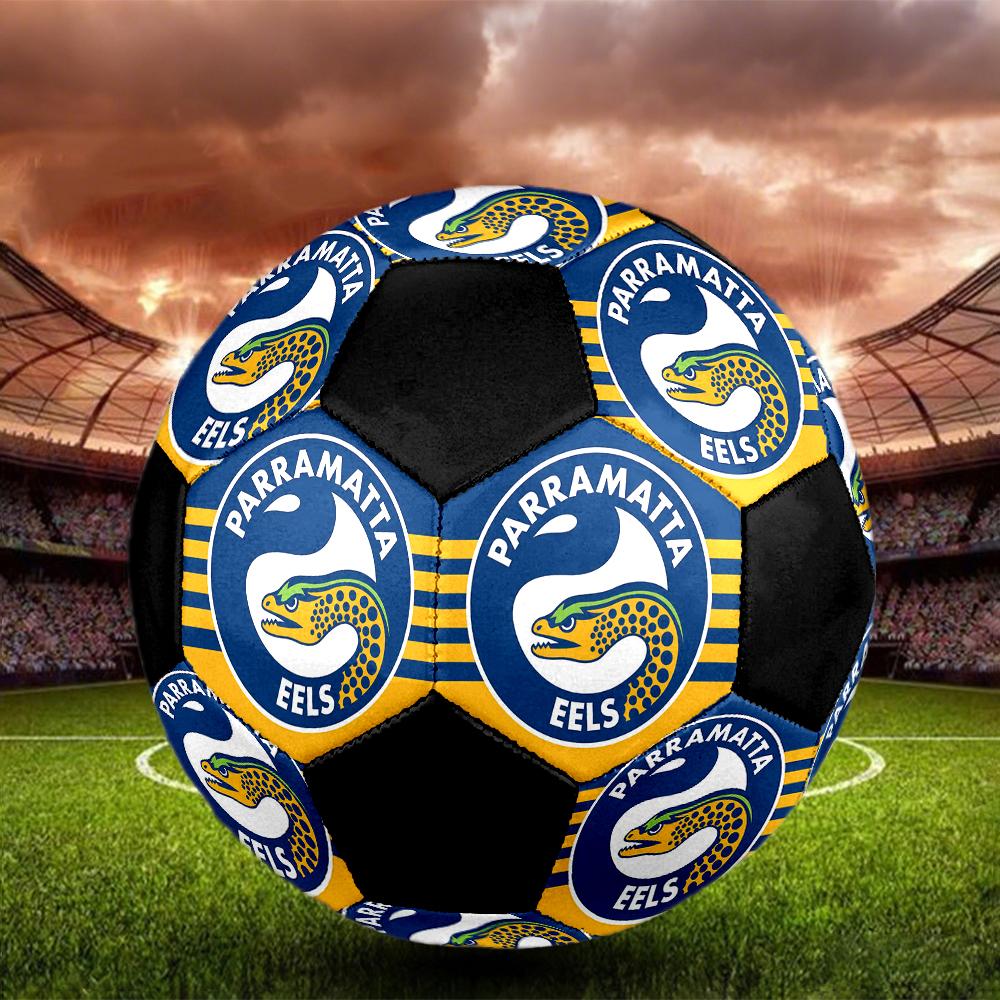 SIZE 5 Parramatta Eels Soccer Ball Colorful All Ages Machine Stitched PVC Competition Ready Durable High-Bounce