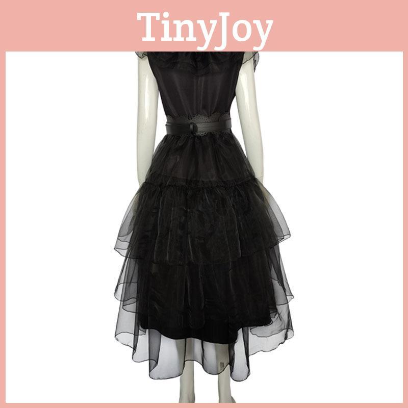 Wednesday Addams Kids Dress Cosplay Costume Party A-shaped Tiered Skirt