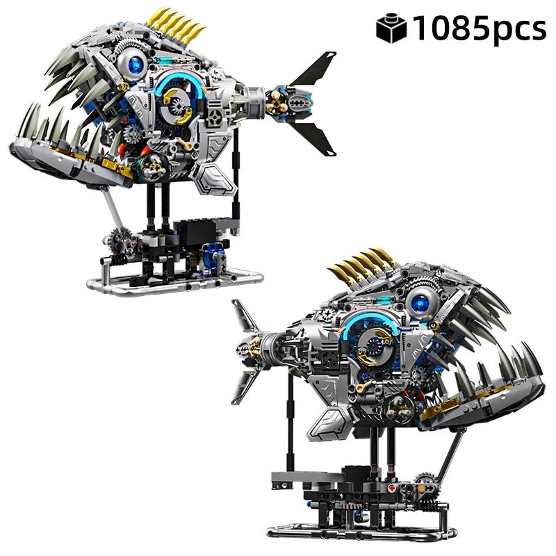 

1085pcs MOC Mechanical Piranha Building Blocks Set Marine Animal Model DIY Educational Toy for Kids Birthday Christmas Gifts 1085pcs