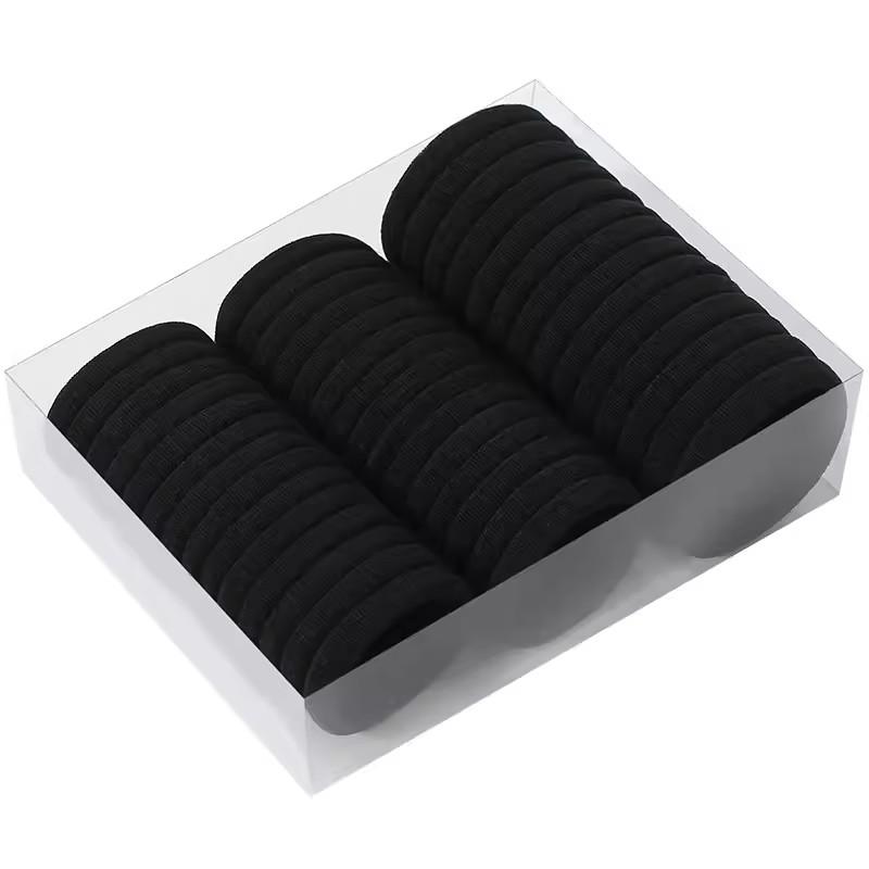 200pcs High Elastic Black Cloth Hair Bands for Women Girls Hairband Rubber Band Hair Ties Ponytail Holder Scrunchies Accessories