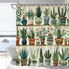 Cactus Plant Bonsai Shower Curtain Succulent Household Plants Spring Summer Green Leaf Vine Trellis Garden Bathroom Decoration
