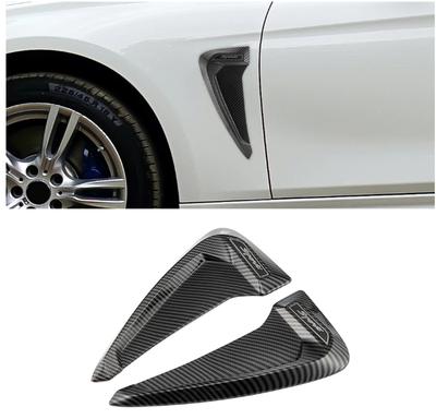 2Pcs Carbon Fiber Look Air Flow Vent Fenders Side Decor Stickers Trim Universal