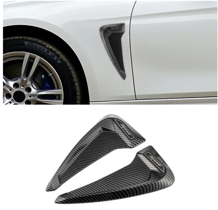 

2Pcs Carbon Fiber Look Air Flow Vent Fenders Side Decor Stickers Trim Universal