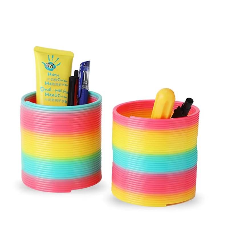 Lustig Mode Bunt Regenbogen Kreis Faltbar Kunststoff Feder Spirale Stressabbau Fidget Spielzeug Für Kinder Kreativ Pädagogisch