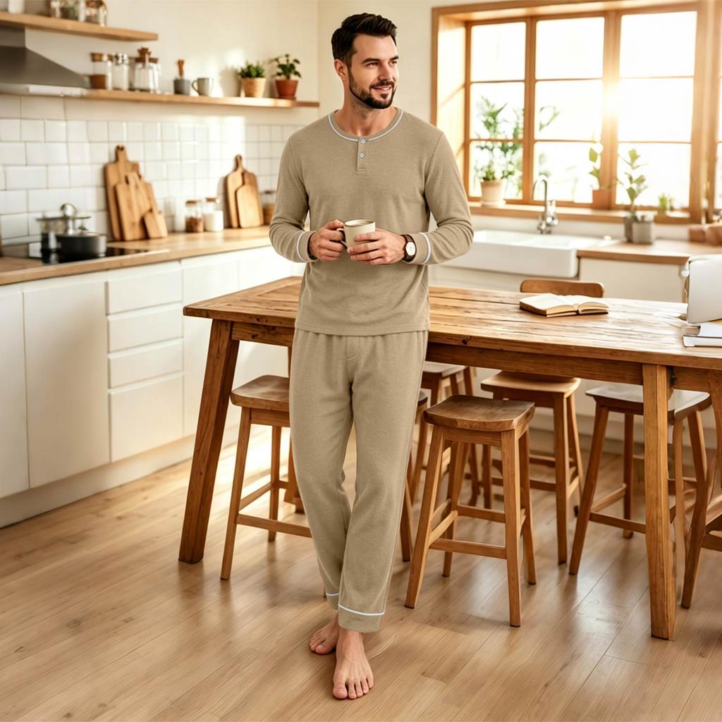 Men's Loose Fit Pajama Set Casual Comfortable Sleepwear for Home Lounging