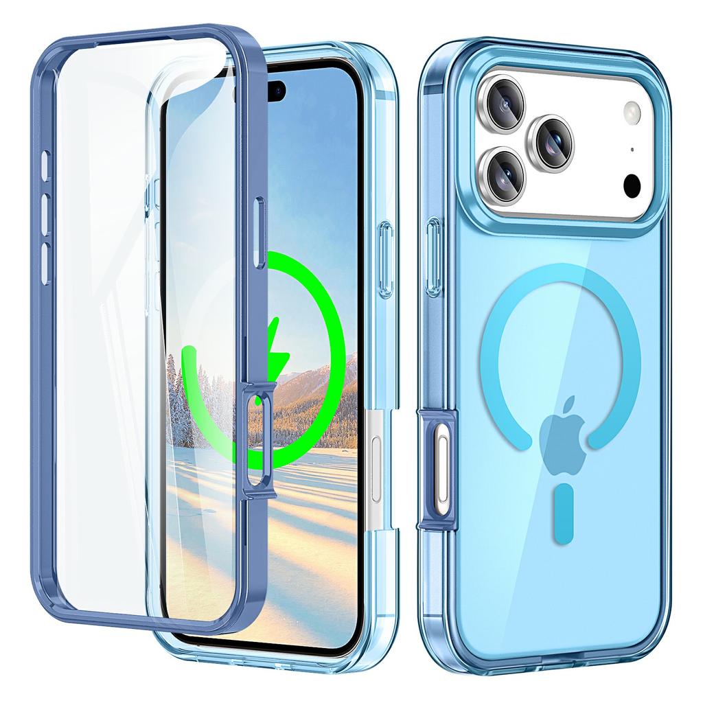 For iPhone 17 Pro Case Compatible with MagSafe PC+TPU Clear Phone Cover with PET Screen Film