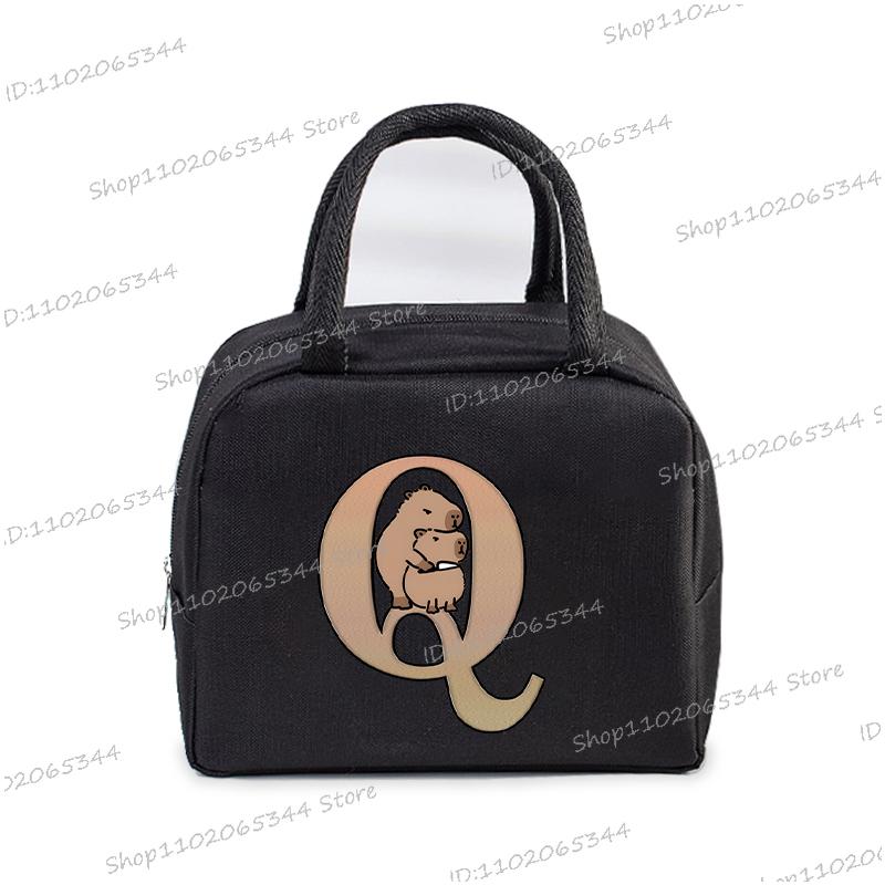 1Pc Cartoon Capybara Alphabet Portable Lunch Bag Women Men Portable Food Insulation Package Funny Capybara Letter Kid Lunch Bags
