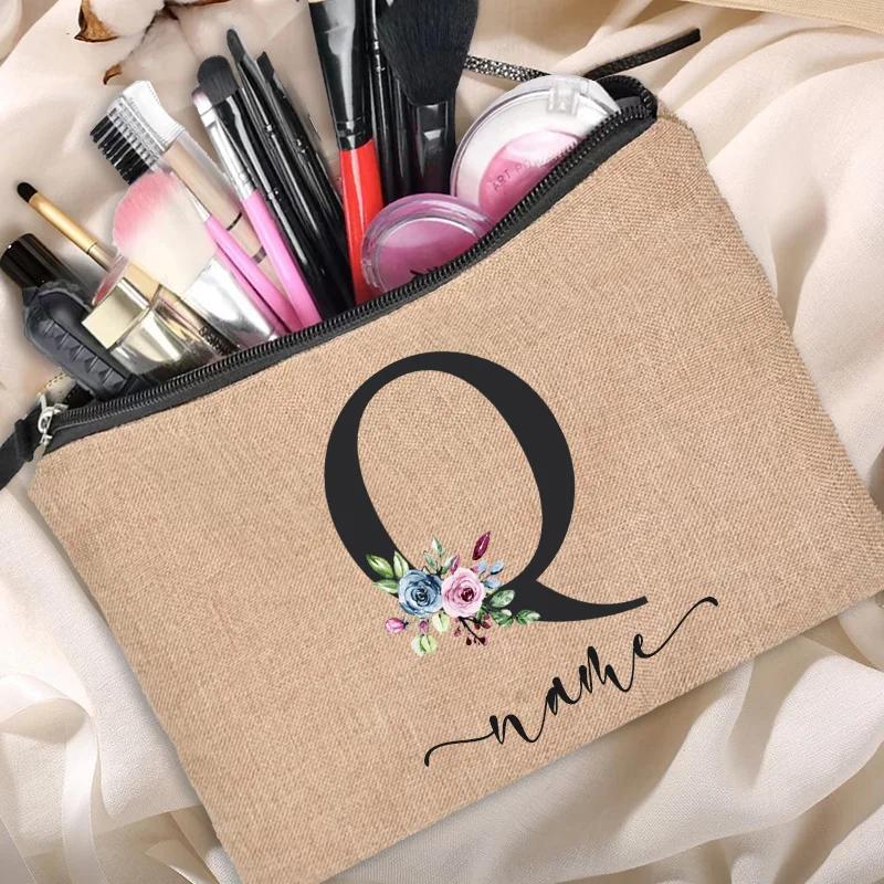 Personalized Linen Makeup Bag Able Women's Travel Shopping Beauty Portable Single Party Decoration Gift