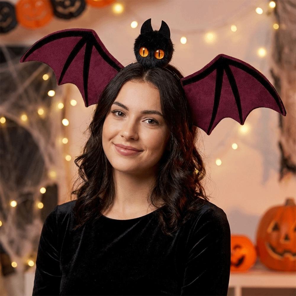 Soft Velvet Fabric Bat Wing Headband Delicate Bat Wing Decoration Halloween Headband Cosplay Event