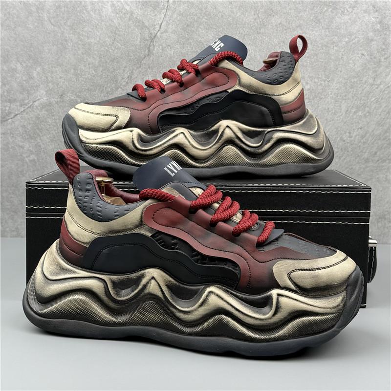 Luxury Designer Britain Vintage Men's Thick Bottom Shoes Causal Flats Moccasins Male Sports Walking Sneakers Zapatos