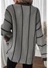 Autumn 2025 V-neck Knit Pullover: European-American Style, Hip-Length Striped Sweater for Women