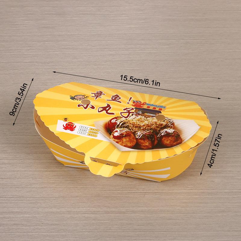 100Pcs Disposable Cartoon Octopus Ball Packaging Box Japanese Street Food Takoyaki Takeaway Snack Packing Container Party
