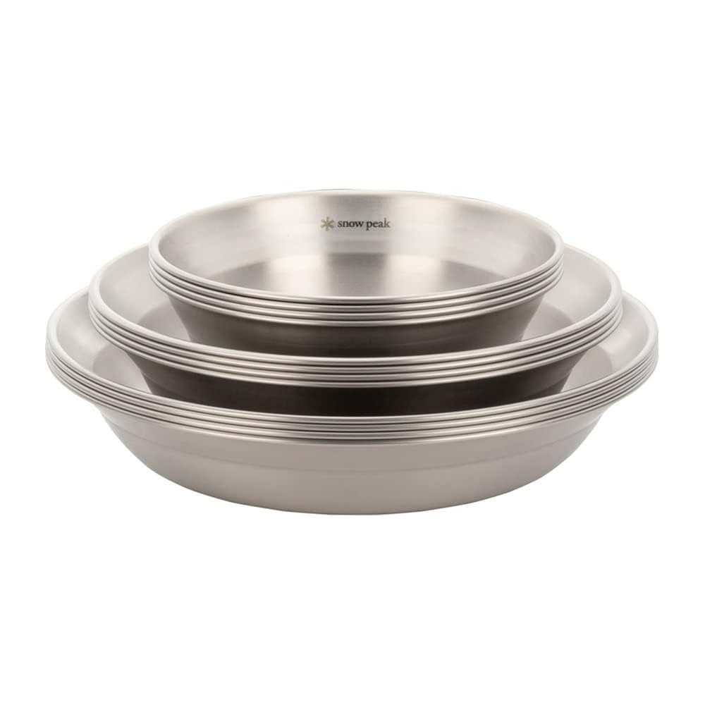 Snow Peak Tableware Set L Family TW-021F Lightweight Stainless Steel Camping Outdoor Dishware for 4 People