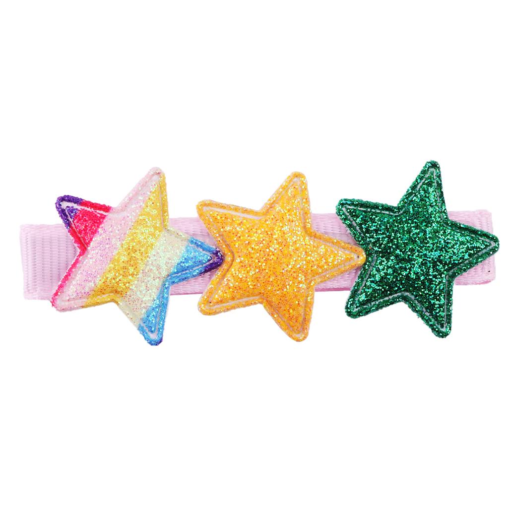 Glitter Star Hair Clips for Girls Sparkly Rainbow Clips Kids Hairpins Star Shaped Hair Barrettes Headwear Hair Accessories