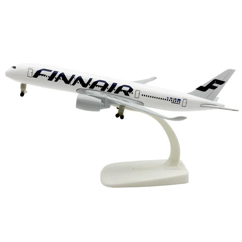 

20CM A350 Finnair Airplane Kit Alloy Metal Diecast Airplanes with Wheels Airbus 350 Finland Plane Model for Collection Gift белый/чёрный