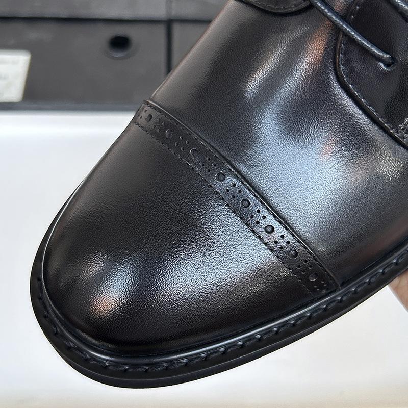 Three Joint Leather Shoes Men'S Business Dress Derby Shoes Leather Breathable Work Shoes Groom Wedding Shoes Men'S Leather Shoes