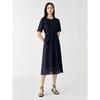 JUZUI Women's Embroidered Patchwork Cinched Waist Midi Dress