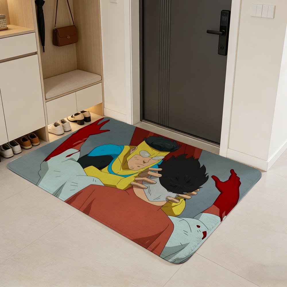 Tappetino da Pavimento Eroe Invincibile Anime Tappetino per Porta in Flanella Antiscivolo Assorbente Lavabile Tappeto da Interno per Casa