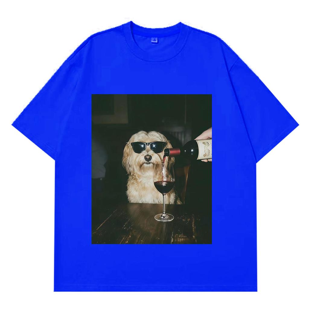 Bere Birra Cane Divertente Meme Grafica Magliette Unisex Unisex Moda Vintage T-shirt Manica Corta Larga Casual Cotone T-shirt Streetwear
