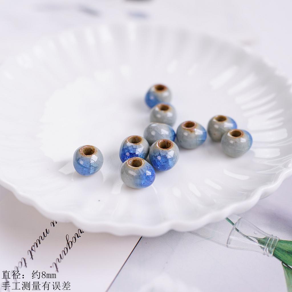 8Mm Ceramic Round Beads Water Drop Ice Crack DIY Accessories, Loose Beads Bracelet Necklace Material Bag Tail Beads