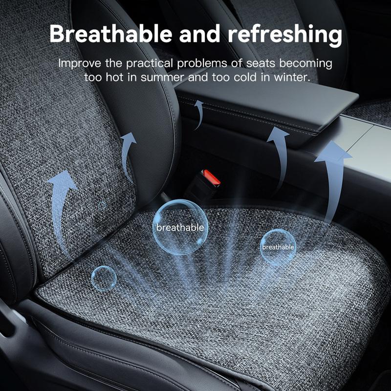 YZ For Tesla Model YL Car Seat Cushion Linen Ice Silk Four‑Season Breathable Seat Backrest Pad Seat Protector 2026 Accessories