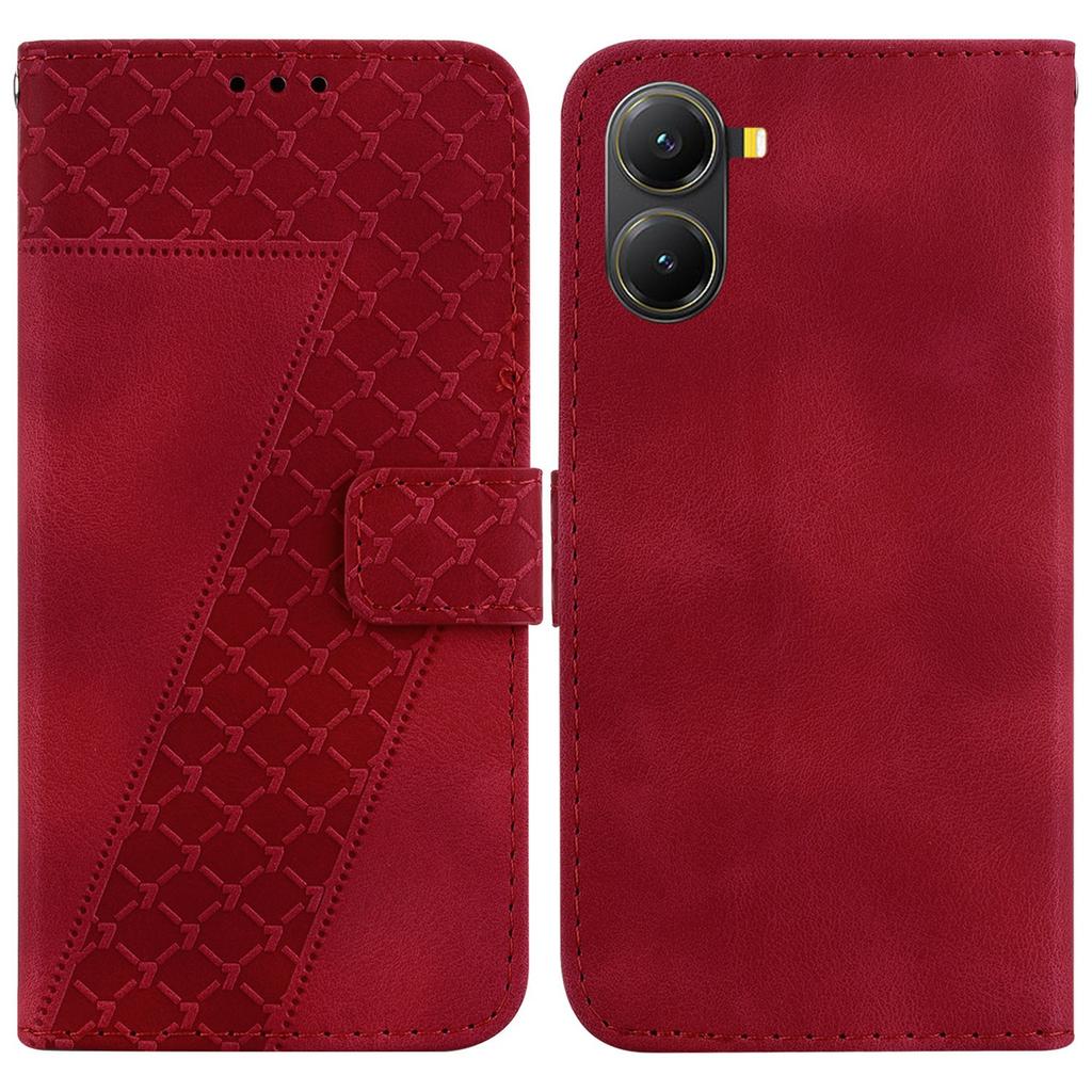 For Xiaomi Poco X7 Pro 5G/Redmi Turbo 4 5G Stand Case 7-Shaped Pattern Imprint Leather Phone Cover