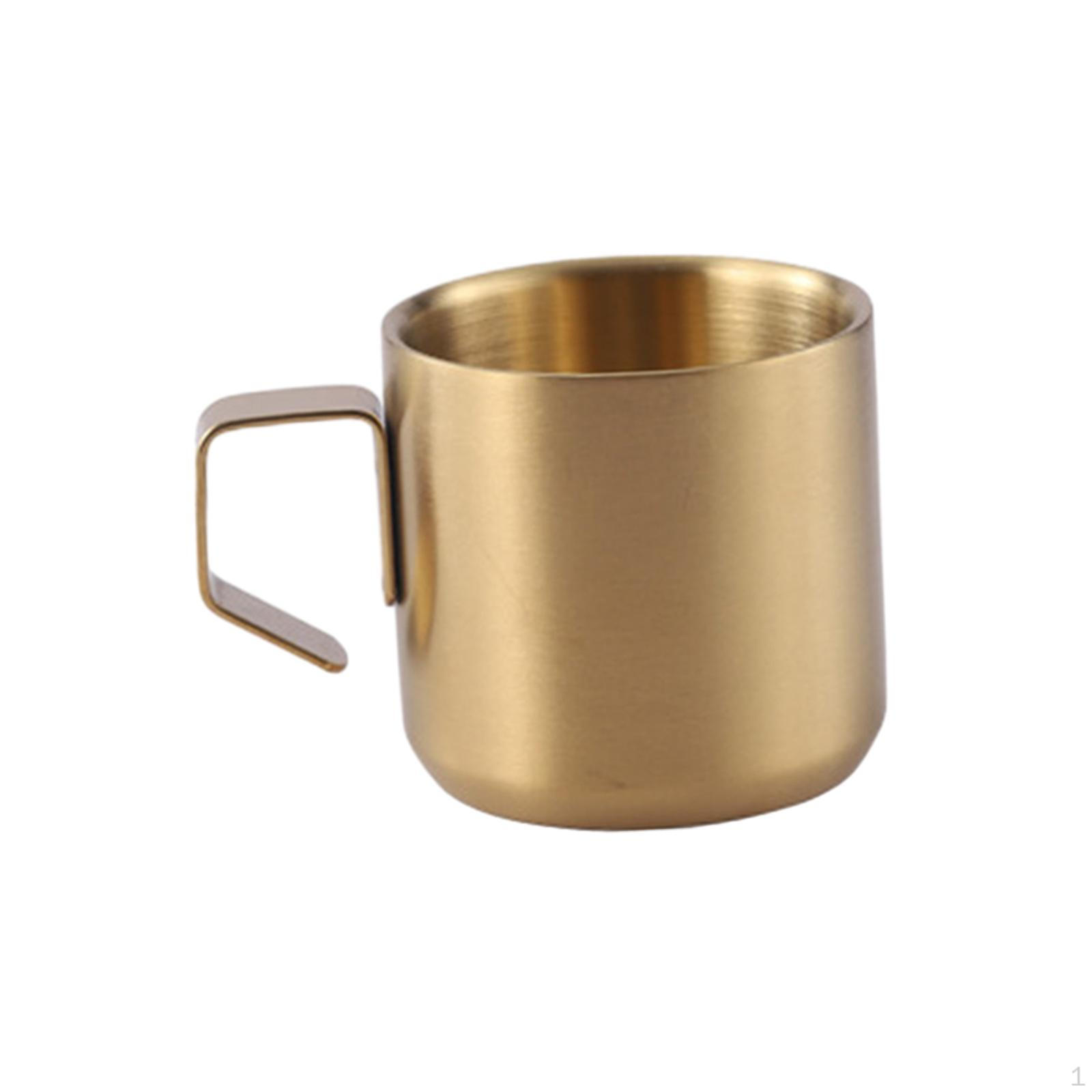 Coffee Mug Double Walled Stainless Steel Juice Milk AntiSlip Handle Portable Durable Versatile Golden 150ml