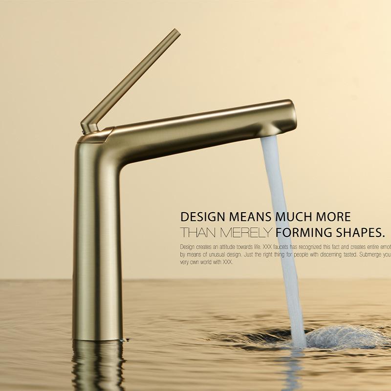 Bathroom Basin Faucet Hot and Cold Crane Brass Sink Mixer Single Lever Sink Faucet Water Faucet Crane Brush Gold