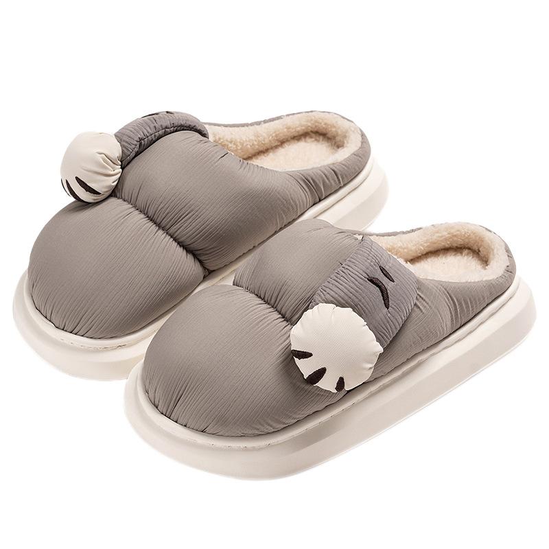 Cute cartoon cat claw cotton slippers winter new candy color velvet warm soft thick bottom heightening cotton slippers