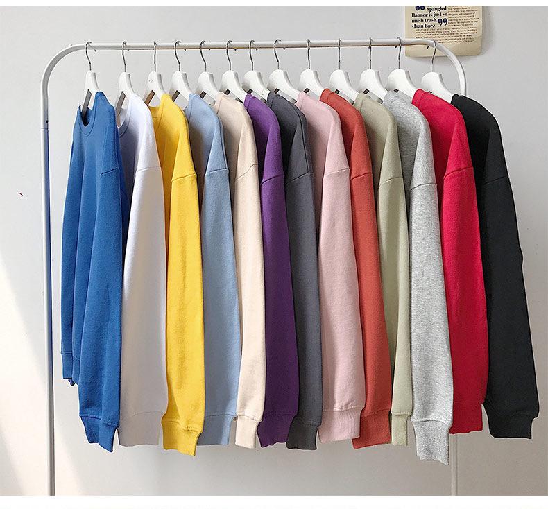 Unisex Crewneck Sweatshirt - Loose Fit for Spring and Autumn, Solid Color, Long Sleeve, Trendy and Versatile.