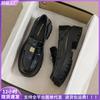 Thick-soled Women's One-pedal Black Retro Small Leather Shoes, Soft-soled Single Shoes