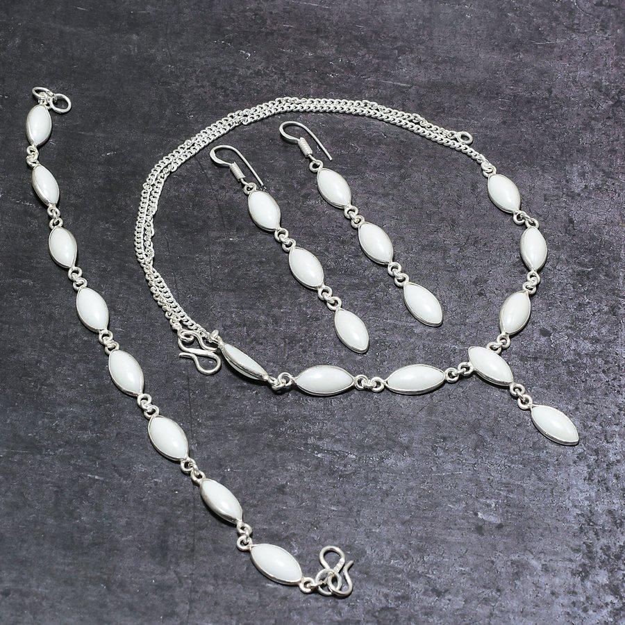 White Coral Gemstone Handmade 925 Sterling Silver Jewelry Necklace 18" q0j27