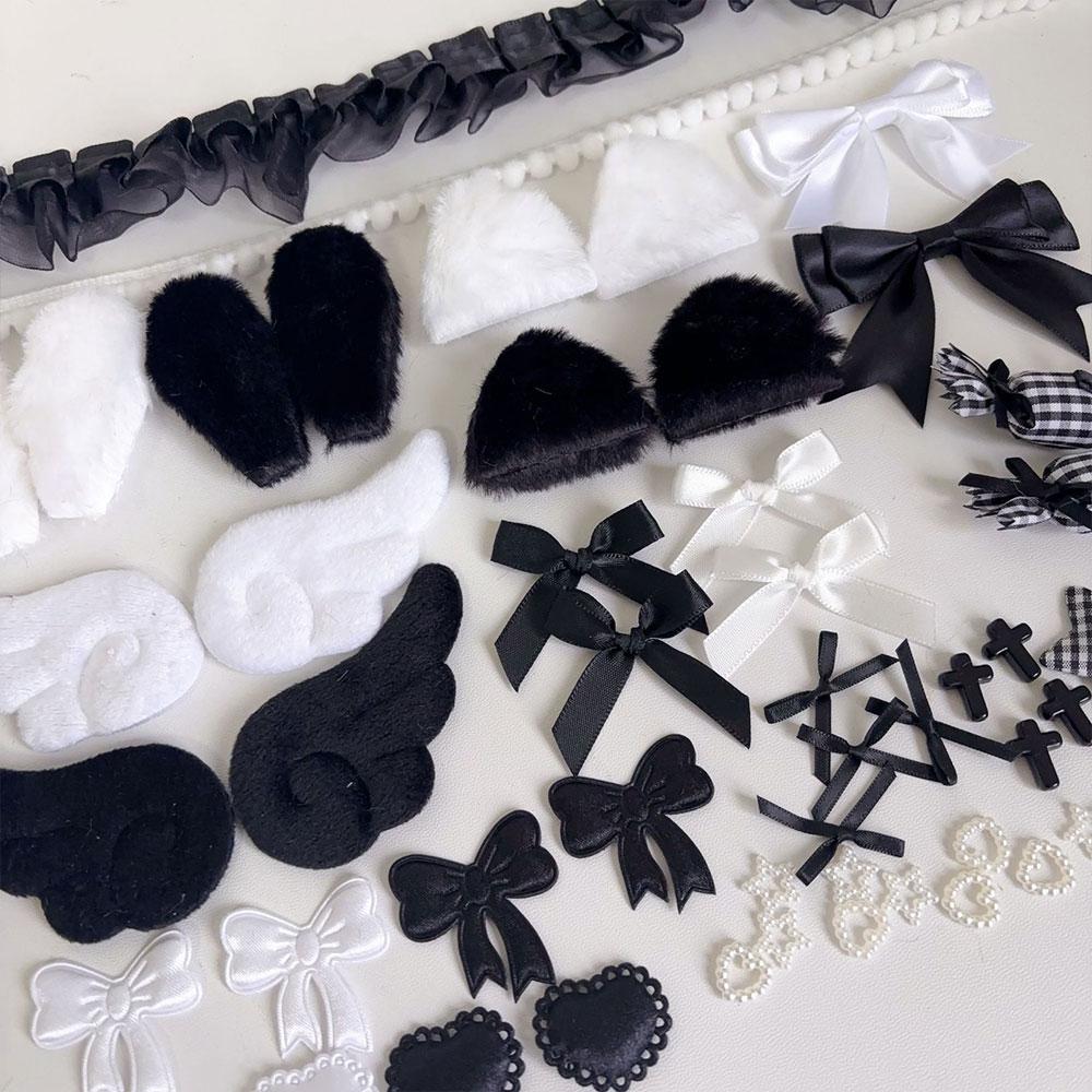 Gekräuselte Satin-Plüsch-Ohren-Dekorations-Set DIY Handgemacht Ita?Tasche Dekoration Zubehör Set Fotokartenhalter Materialpaket Bastelbedarf